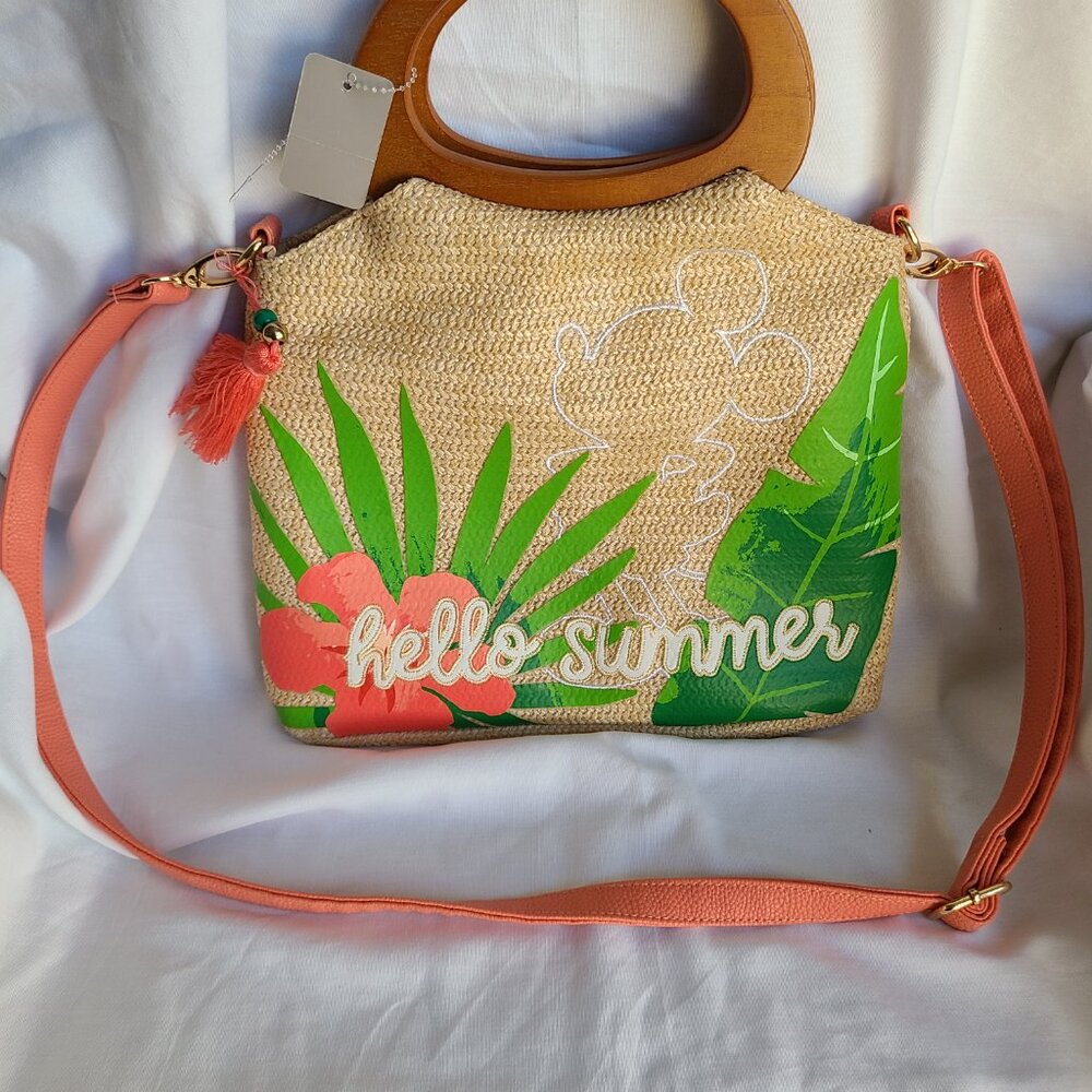 Disney Store Tropical Hideaway Mickey Mouse Raffia Style Tote Bag - Picture 4 of 5